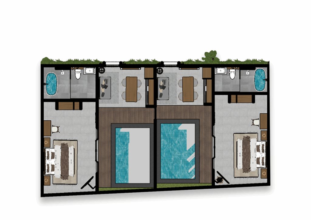 Floorplan - Connecting 1 Bedroom Private Pool Villa
